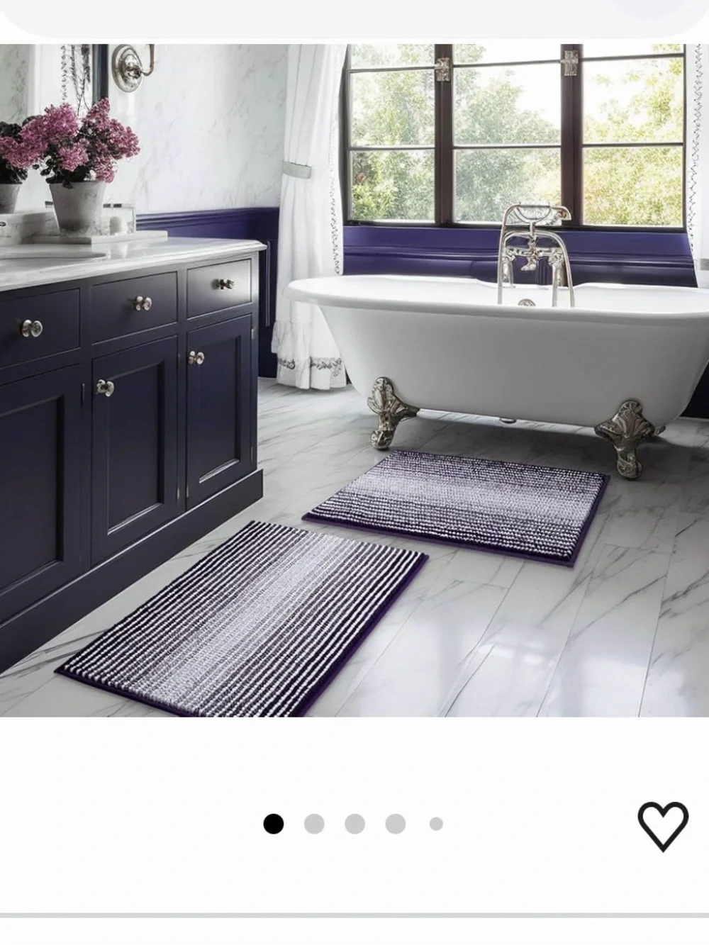 2 Piece Bathroom Rugs Sets Non Slip Striped Bath 72”x 24” & 31”x 20”
